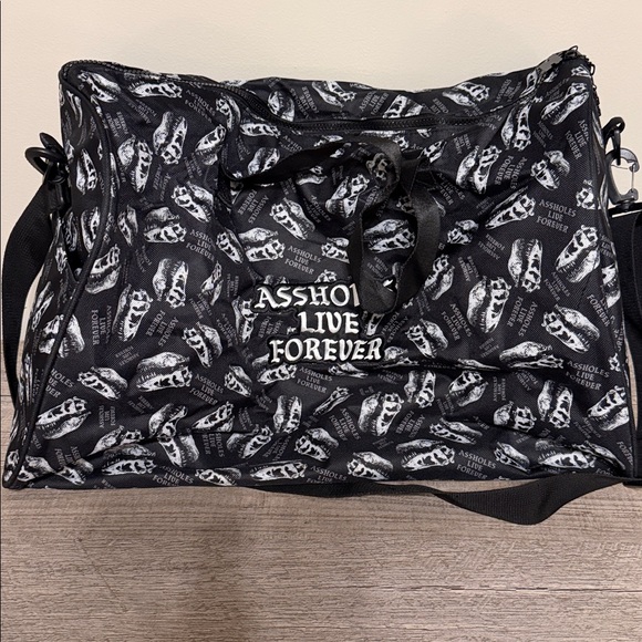 ASSHOLES LIVE FOREVER EMOTIONAL BAGGAGE DUFFLE BAG - Picture 3 of 4